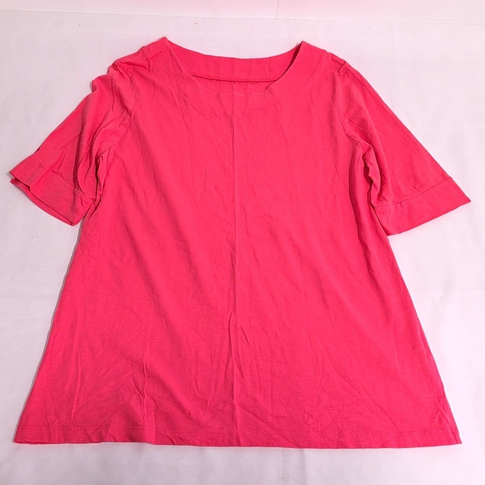 Pendleton T-Shirt Womens L Pink Short Sleeve Cotton Slub Knit Scoop Neck Relaxed